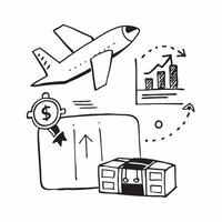 Clean Freight terminal and a financial summary chart symbolizing cost summary in double exposure with copy space concept as A freight terminal blended with a financial summary chart rep vector