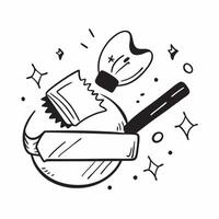 Clean Foundation brush and beauty blender icon with space for text and graphics concept as An illustrative foundation brush and beauty blender icon design featuring ample space for both vector