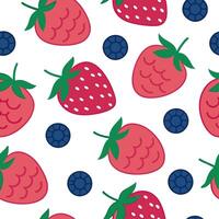 Clean Fresh berries seamless tile pattern featuring strawberries blueberries and raspberries in vibrant colors concept as Strawberries blueberries and raspberries form a fresh colorful s vector