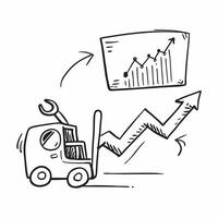 Clean Forklift and a stock control chart symbolizing turnover efficiency in double exposure with copy space concept as A forklift blended with a stock control chart representing turnove vector