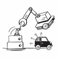 Clean Forklift and a robotic arm symbolizing warehouse automation in double exposure with copy space concept as A forklift blended with a robotic arm representing warehouse automation a vector