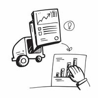 Clean Forklift and a financial forecast chart symbolizing financial forecasting in distribution in double exposure with copy space concept as A forklift blended with a financial forecas vector