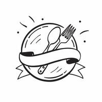 Clean Fork and spoon icon with space for text and images concept as A simple fork and spoon icon design featuring ample space for both text and images perfect for illustrating dinner the vector