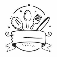 Clean Fork and spoon illustration with space for text and graphics concept as An illustrative fork and spoon design featuring ample space for both text and graphics perfect for illustrat vector