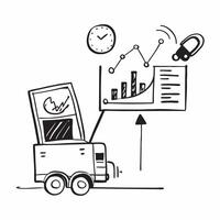 Clean Forklift and a cost analysis chart symbolizing cost analysis in logistics in double exposure with copy space concept as A forklift blended with a cost analysis chart representing vector
