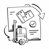 Clean Forklift and a reorder chart symbolizing restocking efficiency in double exposure with copy space concept as A forklift blended with a reorder chart representing restocking effici vector