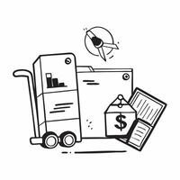 Clean Forklift and a budget efficiency report symbolizing efficient budgeting in distribution in double exposure with copy space concept as A forklift blended with a budget efficiency r vector