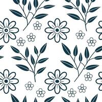 Clean Floral vintage embroidery seamless tile pattern botanical elements isolated white background perfect for garden themes concept as Creating seamless tile pattern with floral vintage Set 2 vector