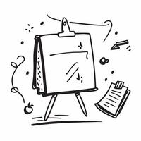 Clean Flip chart and pointer symbol with copy space for training tools concept as A training tools oriented flip chart and pointer symbol with ample copy space ideal for visualizing inst vector