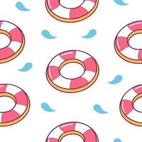 Clean Floating inner tube seamless tile pattern with colorful rings bobbing on the pool surface concept as Floating inner tubes in bright colors create a fun playful seamless tile patter vector