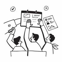 Clean Flat design as Team members collaborating on a project plan concept as A illustration of team members collaborating on a project plan in a modern workspace using a 3 color t Set 2 vector