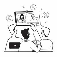 Clean Flat design as Team discussing project milestones in a meeting room concept as A illustration of a team discussing project milestones in a meeting room utilizing a 3 color p Set 2 vector