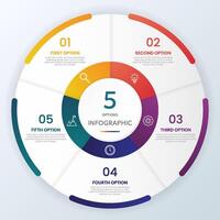 circle chart infographic with 5 option vector