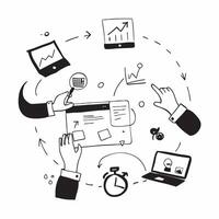 Clean Flat design as Remote team collaborating on a software development project concept as A illustration of a remote team collaborating on a software development project using c vector