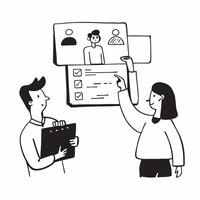 Clean Flat design as Project team presenting their findings in a business meeting concept as A illustration of a project team presenting their findings in a business meeting featu vector