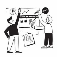 Clean Flat design as Project team presenting their findings in a business meeting concept as A illustration of a project team presenting their findings in a business meeting featu Set 2 vector