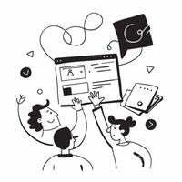 Clean Flat design as Remote team collaborating on a software development project concept as A illustration of a remote team collaborating on a software development project using c Set 2 vector