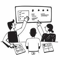 Clean Flat design as Project manager leading a hybrid meeting concept as A illustration of a project manager leading a hybrid meeting with both onsite and remote participants usin Set 4 vector