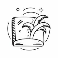 Clean Flat design as Palm tree icon with copy space on a white background concept as A icon image of a palm tree icon with generous copy space on a white background ideal for tropical vector