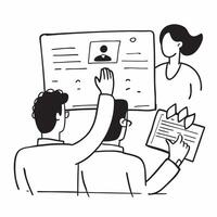 Clean Flat design as Manager conducting a team meeting with visual aids concept as A illustration of a manager conducting a team meeting with visual aids featuring a 3 color schem Set 4 vector