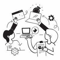 Clean Flat design as Manager leading a team meeting with presentation slides concept as A illustration of a manager leading a team meeting with presentation slides featuring a 3 c Set 2 vector