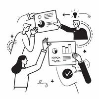 Clean Flat design as HR team collaborating on employee engagement strategies concept as A illustration of an HR team collaborating on employee engagement strategies using charts a vector