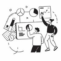Clean Flat design as Finance team collaborating on financial forecasting concept as A icon illustration of a finance team collaborating on financial forecasting using charts and digita vector