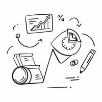 Clean Flat design as Doodle line icon of a pie chart concept as A doodle line icon of a pie chart representing data analysis statistics and business insights ideal for presentations and Set 2 vector