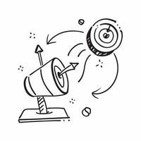 Clean Flat design as Doodle line icon of a target concept as A doodle line icon of a target representing goals objectives and business success ideal for strategic planning and achievemen vector