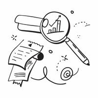 Clean Flat design as Doodle line icon of a magnifying glass concept as A doodle line icon of a magnifying glass symbolizing search focus and business research perfect for analysis and in vector