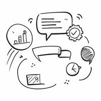 Clean Flat design as Doodle line icon of a speech bubble concept as A doodle line icon of a speech bubble symbolizing communication discussion and business dialogue perfect for business vector
