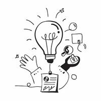 Clean Flat design as Doodle line icon of a lightbulb concept as A doodle line icon of a lightbulb symbolizing ideas creativity and innovation perfect for business brainstorming and creat Set 2 vector