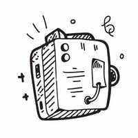 Clean Flat design as Doodle line icon of a phone concept as A doodle line icon of a phone symbolizing communication contact and business connections ideal for customer service and intera vector