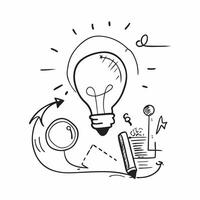 Clean Flat design as Doodle line icon of a lightbulb concept as A doodle line icon of a lightbulb symbolizing ideas creativity and innovation perfect for business brainstorming and creat vector