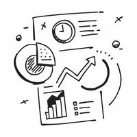 Clean Flat design as Doodle line icon of a pie chart concept as A doodle line icon of a pie chart representing data analysis statistics and business insights ideal for presentations and vector