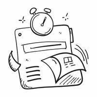 Clean Flat design as Doodle line icon of a clock concept as A doodle line icon of a clock representing time management scheduling and business productivity ideal for organizational and e Set 2 vector