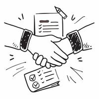 Clean Flat design as Doodle line icon of a handshake concept as A doodle line icon of a handshake symbolizing agreement partnership and collaboration perfect for business agreements and vector