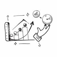 Clean Flat design as Doodle line icon of a graph concept as A doodle line icon of a graph representing growth progress and business performance ideal for business growth and success them Set 2 vector