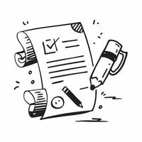 Clean Flat design as Doodle line icon of a document concept as A doodle line icon of a document symbolizing paperwork business contracts and professional documentation perfect for legal Set 2 vector