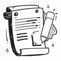 Clean Flat design as Doodle line icon of a document concept as A doodle line icon of a document symbolizing paperwork business contracts and professional documentation perfect for legal vector
