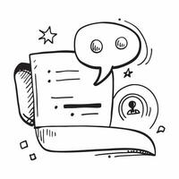 Clean Flat design as Doodle line icon of a chat bubble concept as A doodle line icon of a chat bubble representing communication messaging and business dialogue perfect for customer serv vector