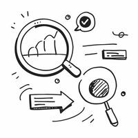 Clean Flat design as Doodle line icon of a magnifying glass concept as A doodle line icon of a magnifying glass symbolizing search focus and business research perfect for analysis and in Set 2 vector