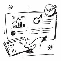 Clean Flat design as Doodle line icon of a bar chart concept as A doodle line icon of a bar chart symbolizing data performance and business metrics perfect for analytical and business re vector