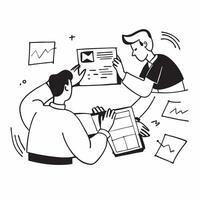 Clean Flat design as Business team evaluating risks in a strategic planning meeting concept as A icon illustration of a business team evaluating risks in a strategic planning meeting u vector