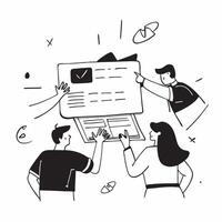 Clean Flat design as Business team evaluating risks in a strategic planning meeting concept as A icon illustration of a business team evaluating risks in a strategic planning meeting u Set 2 vector