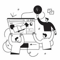 Clean Flat design as Business team collaborating in a modern office using digital tools concept as A icon illustration of a business team in a modern office collaborating using digital Set 8 vector