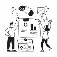 Clean Flat design as Business team collaborating in a modern office using digital tools concept as A icon illustration of a business team in a modern office collaborating using digital Set 10 vector