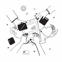Clean Flat design as Business team collaborating in a modern office using digital tools concept as A icon illustration of a business team in a modern office collaborating using digital Set 2 vector