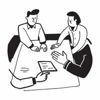 Clean Flat design as Business partners negotiating in a meeting room concept as A icon illustration of business partners negotiating in a meeting room utilizing a 3 color scheme to hig Set 2 vector