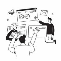 Clean Flat design as Business development team collaborating on growth strategies concept as A icon illustration of a business development team collaborating on growth strategies using vector